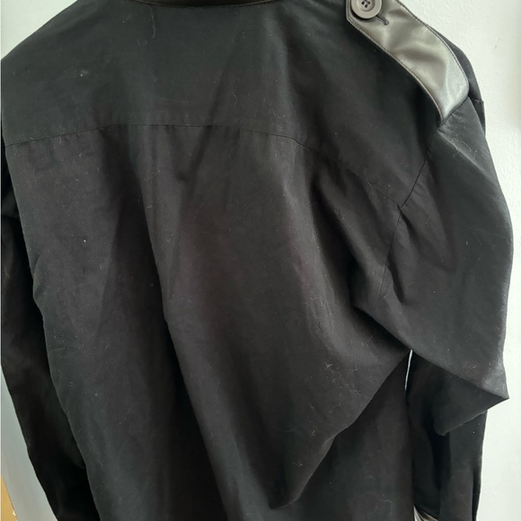 Shrine of Hollywood Goth black womens  blouse top front button w vinyl sz Large - Picture 6 of 6